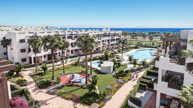 INSTAPKLAAR Mar de Pulpí, appartementen zeer dicht bij het strand voor een goede prijs in Pulpi, Costa Almería, Noord, Spanje, enkele met uitzicht op zee