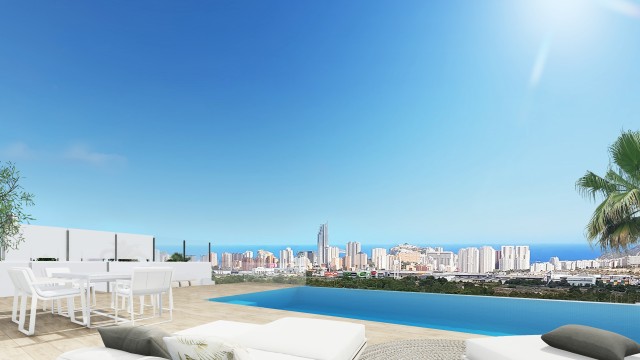 Luxe villa met panoramisch uitzicht op zee in Finestrat, Costa Blanca Norte, Spanje en venta.