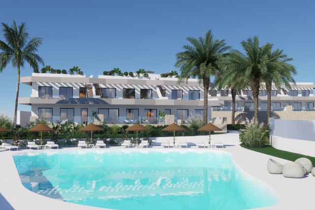 Nieuwbouw Begane Grond Woningen met Panoramisch Uitzicht in Finestrat, met Zeezicht, Dichtbij de Golfbaan, Noord Costa Blanca, Alicante, Spanje.