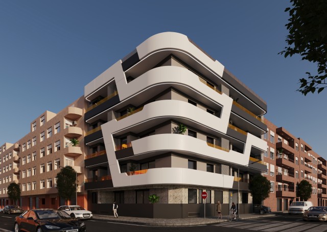 Nieuwbouw luxe appartementencomplex in Torrevieja, zonneterras met gemeenschappelijk zwembad, op slechts 250  meter van het strand, Alicante, Costa Blanca Zuid, Spanje.