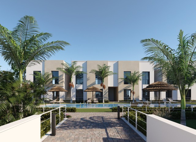 PENTHUIS Santa Rosalia Lake and Life Resort: exclusieve MAISONETTE BUNGALOWS met een privéterras en uitzicht op het meer in Torre Pacheco, Costa Cálida, Murcia,  Spanje.