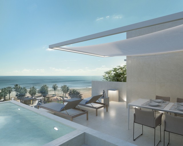Eerstelijns strandappartementen met open zeezicht te koop met gemeenschappelijk zwembad en penthouses met privézwembad Costa Blanca Zuid, Spanje te koop