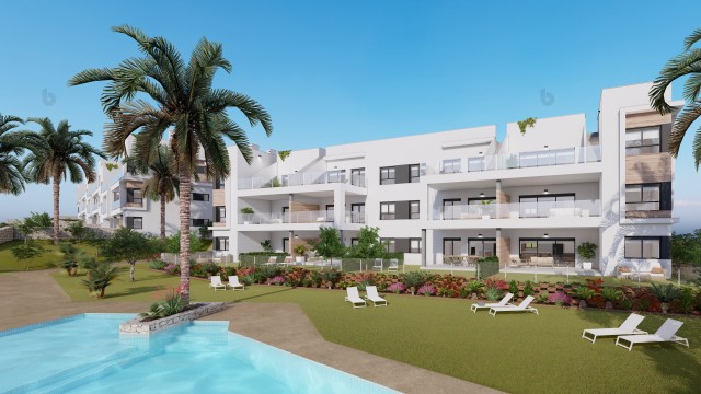 UNIEKE Golfappartementen met golf- en zeezicht in Residencial Azure, Lo Romero Golf,Pilar de la Horadada Alicante, Costa Blanca Zuid, Spanje te koop.