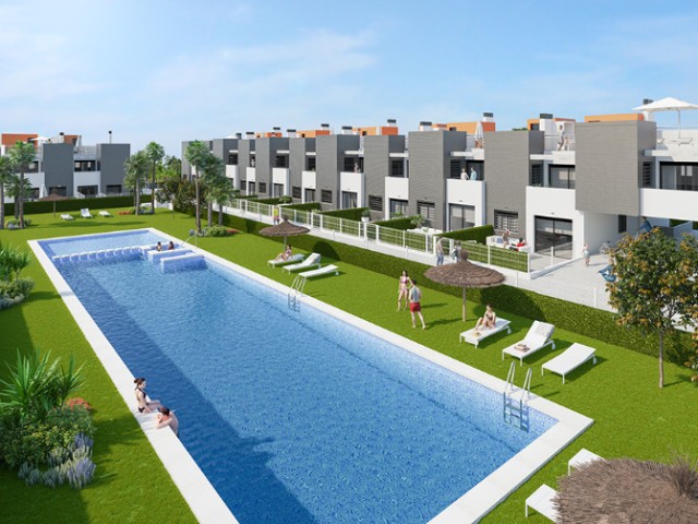 Exclusieve appartementen in het nieuwe wooncomplex in Aguas Nuevas, de bovenste verdiepingen met solarium en de benedenverdiepingen met tuin in Torrevieja, Costa Blanca Zuid, Alicante, Spanje.
