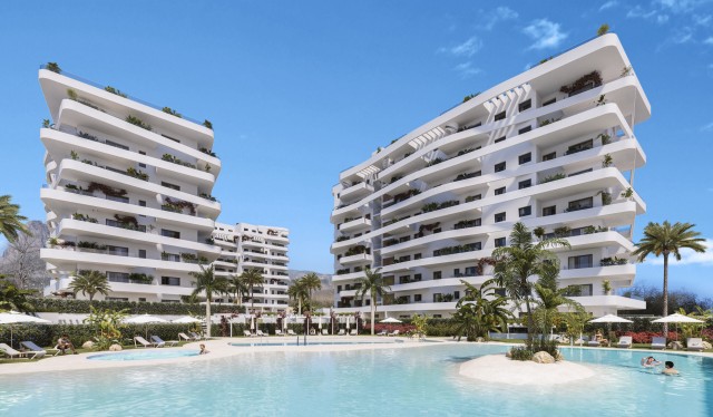 Zeer Modern Appartement met Solarium in Villajoyosa, 500 Meter van het Strand, Costa Blanca Noord, Alicante, Spanje.