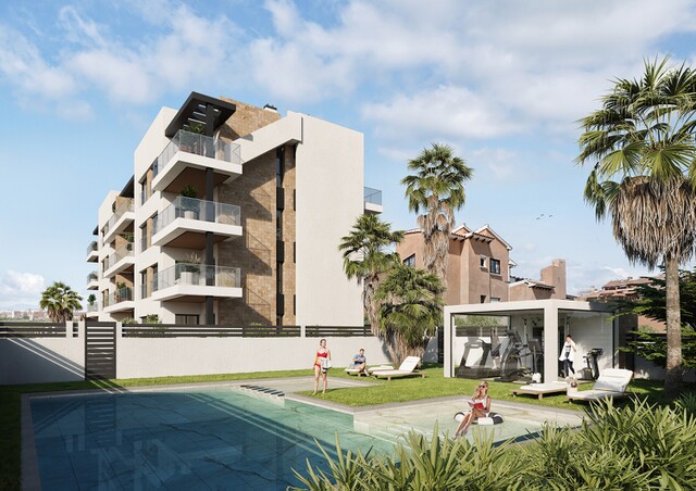 Appartementenproject in een nieuw wooncomplex in Torrevieja, Penthouse met panoramisch uitzicht vanaf het solarium, Zuid-Costa Blanca, Alicante.