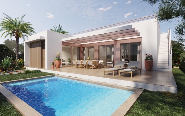 Nieuwbouwvilla’s in Vistabella Golf Resort Moderne Villa met Privézwembad & Dakterras Solarium met Uitzicht op de Golfbaan, Jacarilla, Zuid-Costa Blanca, Alicante, Spanje.