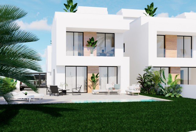 Moderne en luxe villa in een chique woonwijk in La Zenia met solarium en privézwembad, Costa Blanca Zuid, Alicante, Spanje.