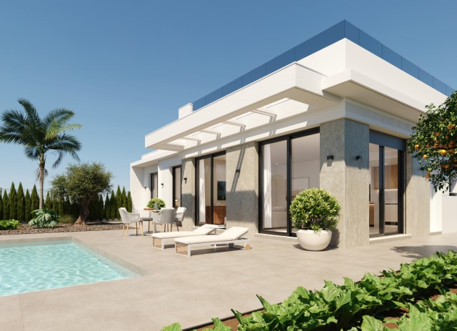 Nieuw en exclusief project van villa's met privézwembad en solarium, met uitzicht op de golfbaan, in een bevoorrechte omgeving aan de Costa Cálida, Murcia, Spanje.