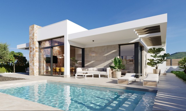 Wow Nieuwe Promotie in Golf Resort: parceel 550 m2 , vrijstaande Villa met Solarium En Tuin, met Spectaculair Uitzicht op het Prachtige Golfbaan, Costa Cálida, Murcia, Spanje.