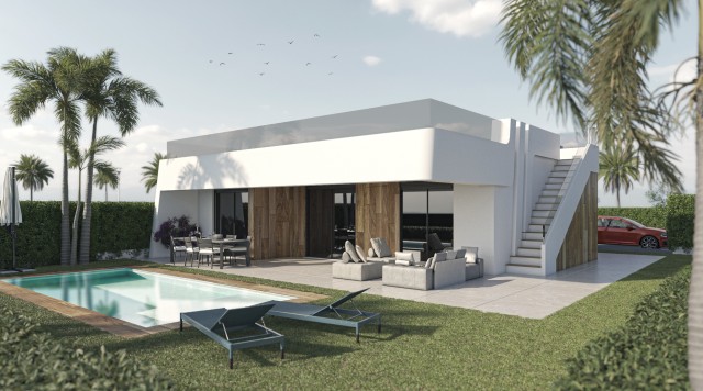 Nieuwbouwwoning in het Alhama Golf Resort met uitzicht op de golfbaan, met solarium en privézwembad Costa Cálida, Murcia, Spanje.